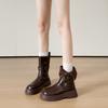 Spot version~ Black leather Martin boots for women, thick heels and thick soles can be folded for two wear, retro western boots and short boots.
