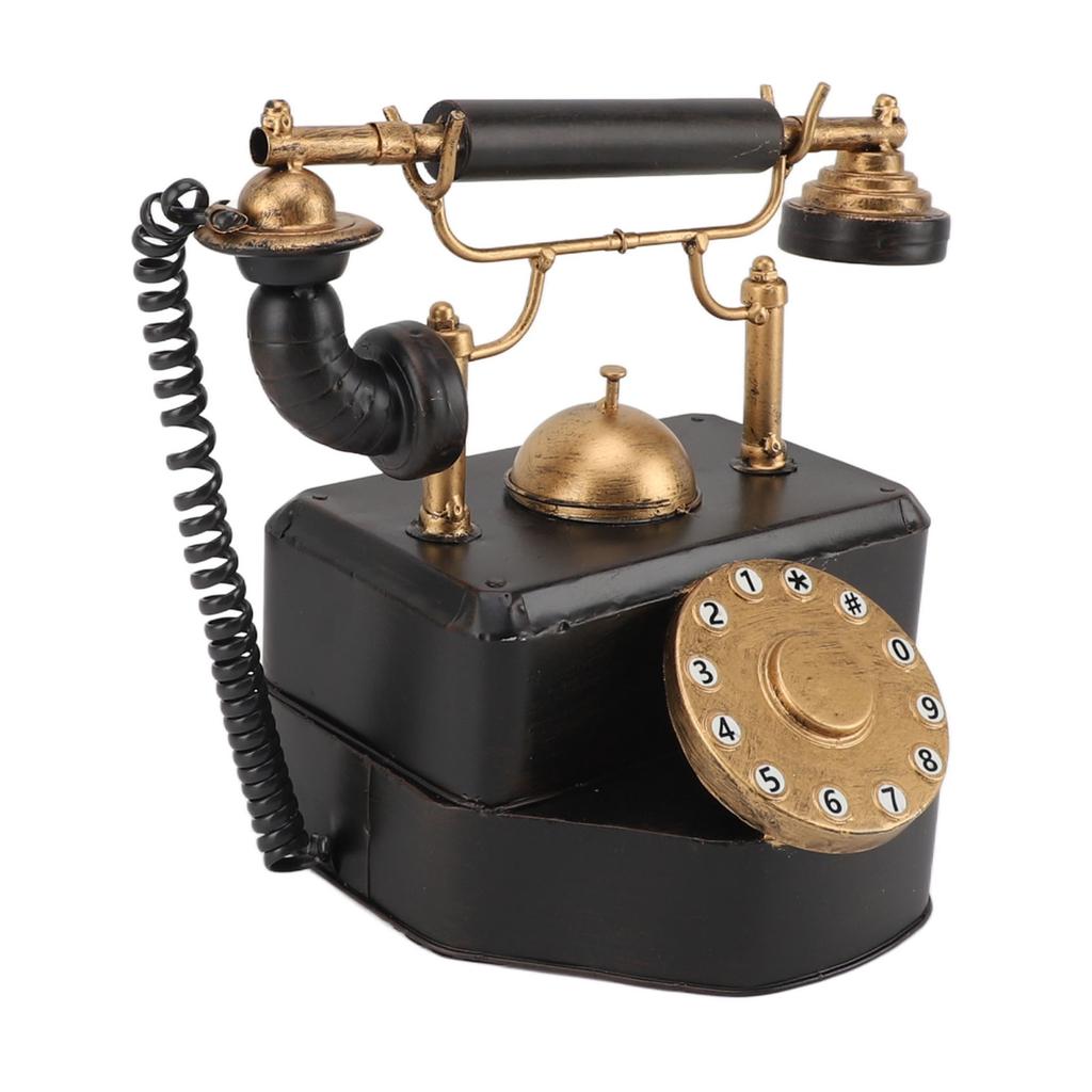 Retro Rotary Dial Phone Vintage Rotary Telephone Decor Statue Artist Figurine Cafe Bar Window Decor