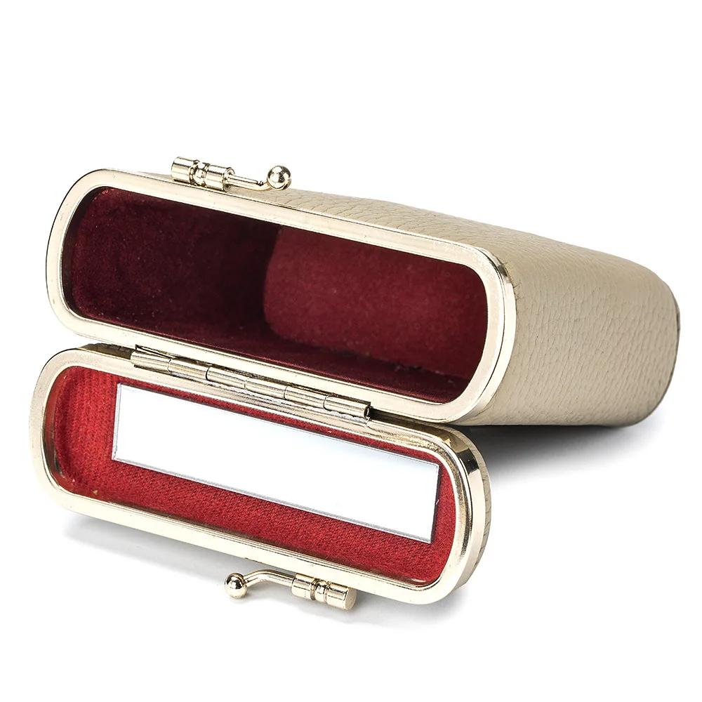 Mini Sac de Maquillage Simple Portable en Cuir Miroir Rangement Usage Personnel Femmes Petits Étuis à Rouge à Lèvres Sacs à Cosmétiques