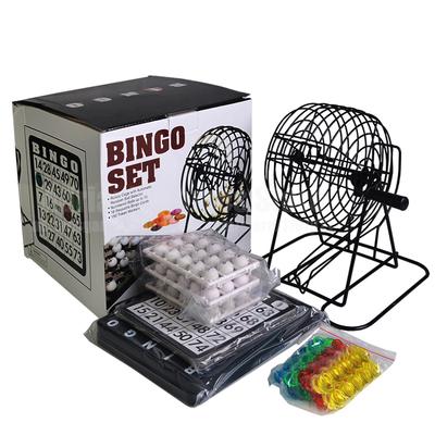 Bingo Set Traditional Bingo Lottery Family Game Set Cage Balls Cards Counters Party Bingo Game