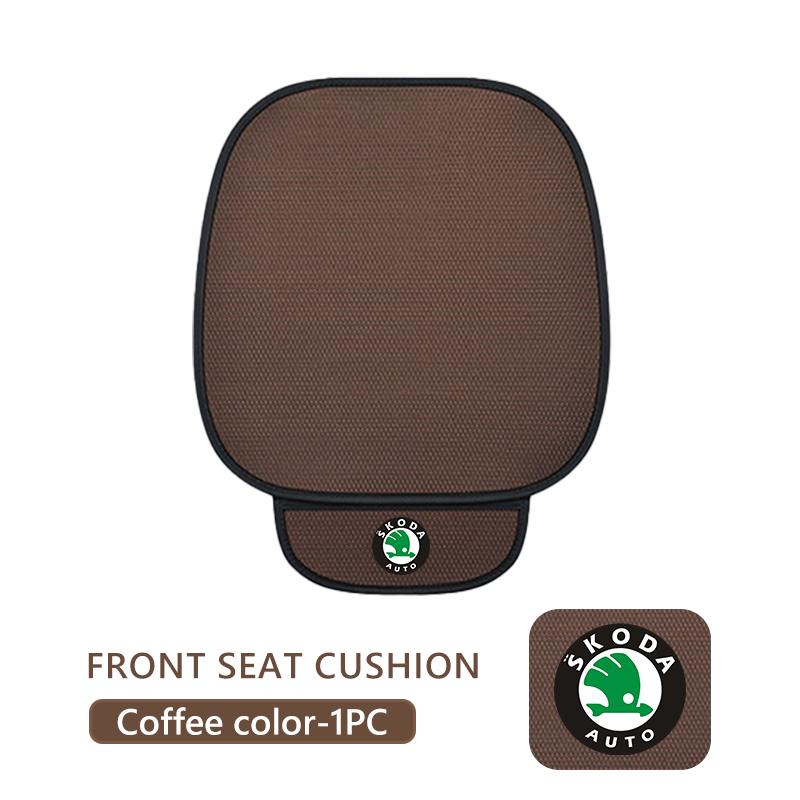 AES1 For Skoda Breathable Car Seat Cover Ice Silk Summer Car Seat Cushion Protector Kodiaq Fabia Kamiq Karoq Octavia 2 3 Rapid Scala