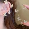 Clip Earrings Silver Color Metal Butterfly Ear Clip Without Piercing for Women Sparkling Zircon Ear Cuff Wedding Fashion Jewelry