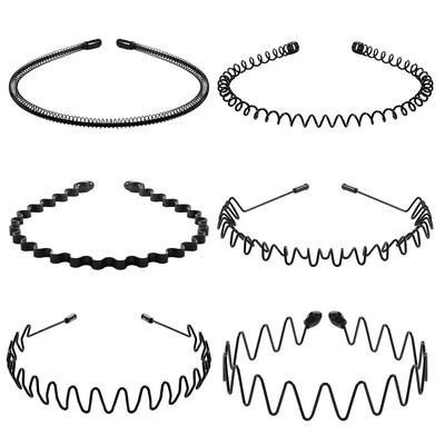 6 diademas de metal para hombres y mujeres, bandas para el cabello de moda para deportes al aire libre, antideslizantes, suaves, elásticas, peine con dientes, accesorios para el cabello unisex