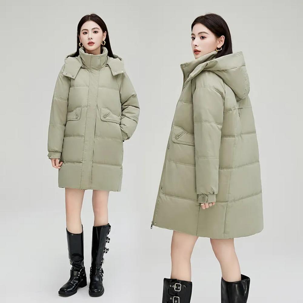 Cotton-padded Jacket Women's Mid-length Hooded Korean Winter Jacket Down Cotton-padded Jacket Thickened To Keep Warm