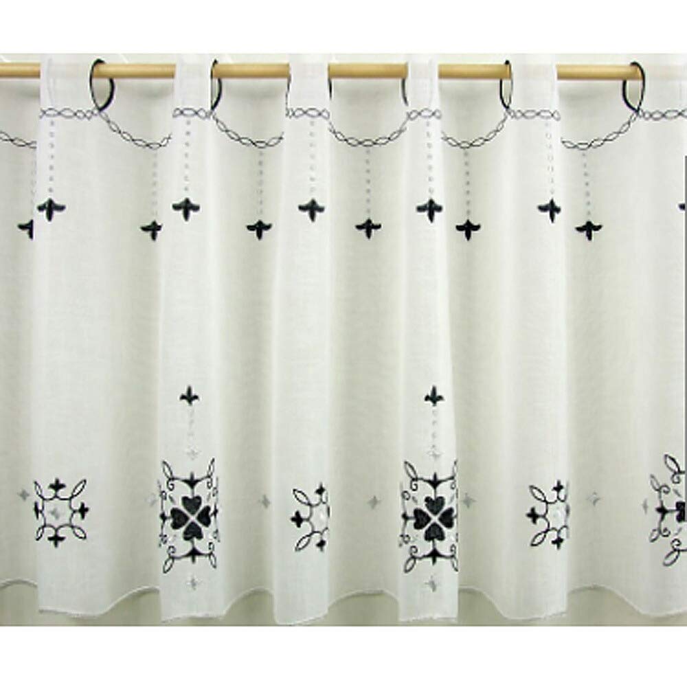 

Стильные шторы-кафе с вышивкой в виде сердца, готические белые и узор 150 см x 90 см, Стиль, Черный, белый