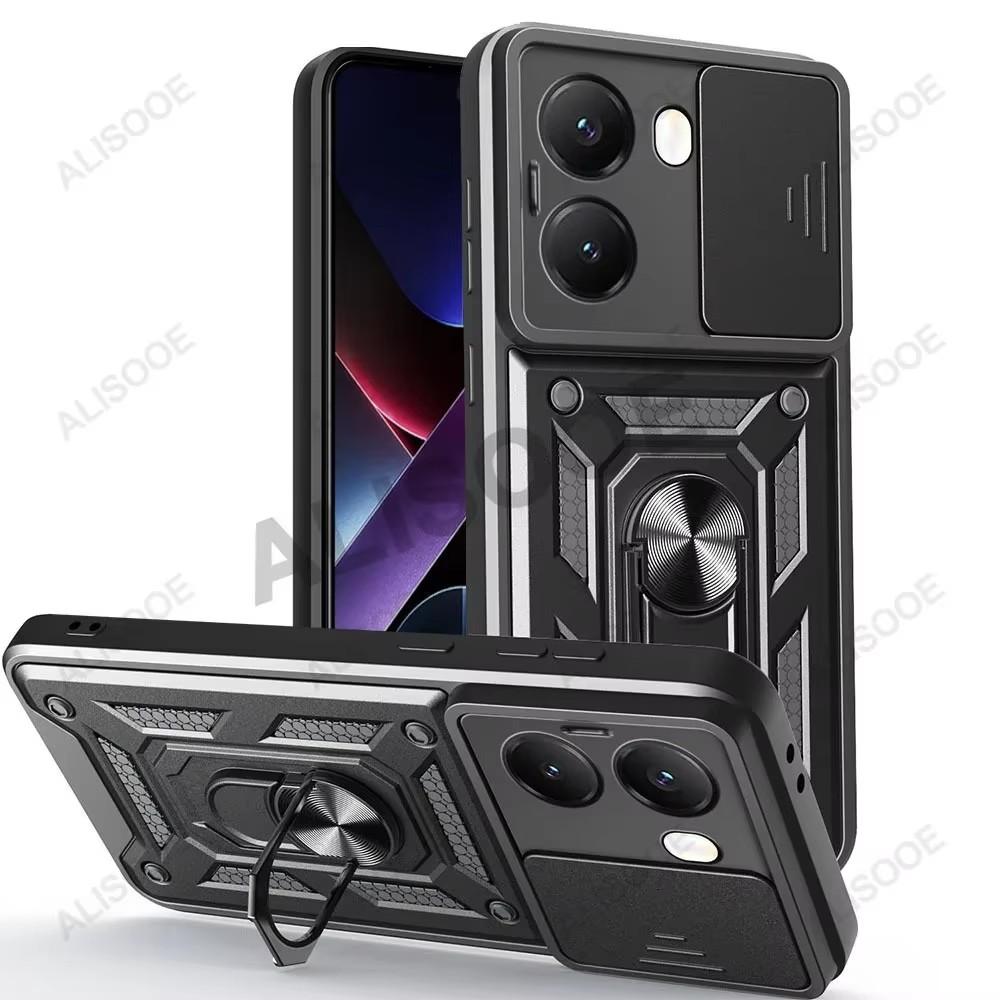 Capa For POCO X7 Pro 5G Case Armor Slide Camera Lens Protection Back Cover for Xiaomi POCO X7 Pro Ring Stand Shockproof Funda