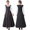 Halloween Medieval Renaissance Square Neck Cinched Waist Dress Vintage Court Aristocratic Queen Performance Costume
