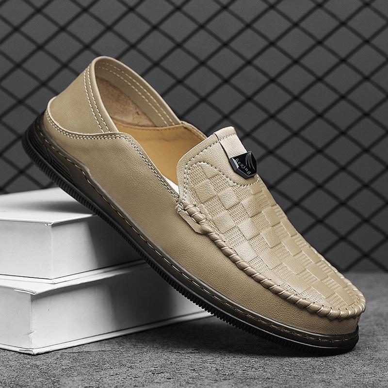 

2024 горячо продаваемые новые туфли-бини для ленивых на одной педали от интернет-знаменитостей, мужские осенние повседневные кожаные туфли из натуральной кожи 38 песочный