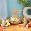 Hand Carved Wood Easter Hare Ornament Wooden Animal Figurine Festival Decoration For Mantels Tabletop Shelf Display
