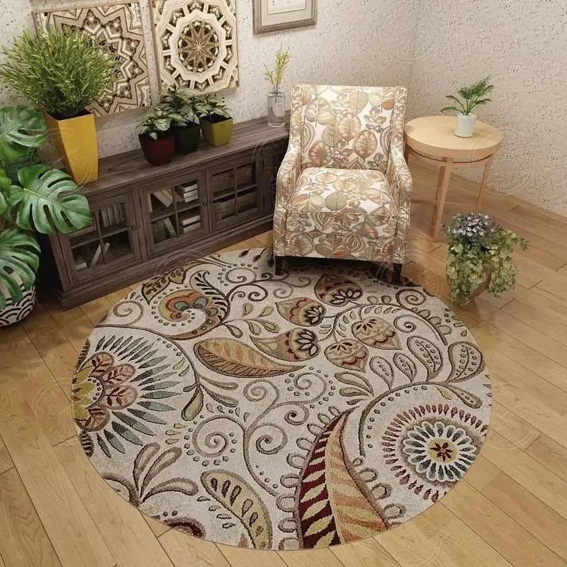 Persian Retro Ethnic Style Round Living Room Rug Coffee Table Hanging Chair Swivel Chair Floor Mat Bedroom Bedside Rug