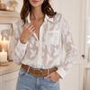 New Autumn-winter Simple Business-style V-neck Buttoned Jacquard Loose Sheer Shirt