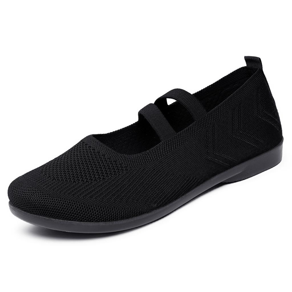 Damen atmungsaktive Strick-Sneaker lässige Ballerinas Mary Janes leichte Mesh-Damen-Kleid-Flats Schuhe Schuhwerk Sommer