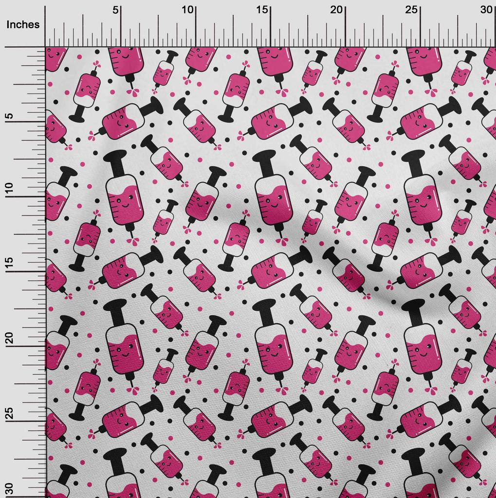 oneOone Cotton Flex Fuschia Pink Fabric Medical Virus DIY Clothing Quilting Fabric Print Fabric by Yard 40 Inche
