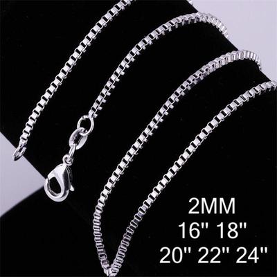 Versilberte 2-mm-Boxkette im europäischen und amerikanischen Stil mit Anhänger