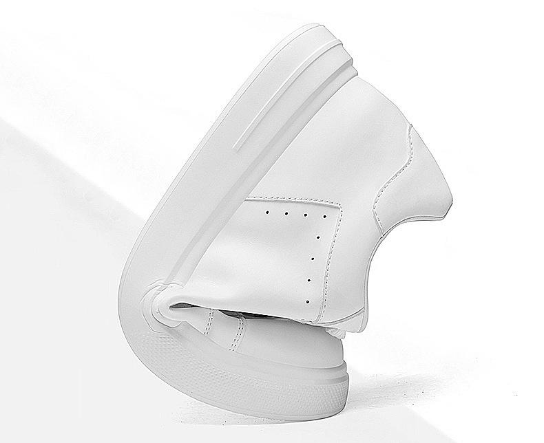 Men's 8CM Invisible Height Boost Sneakers - Trendy, Breathable, White Casual Shoes with Thick Sole