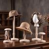 Houten Hoedenstandaard Natuurlijk Hout Paddenstoelvormige Hoedenstandaard Houder Stevig Compact voor Winkeliers, Boutique Balies