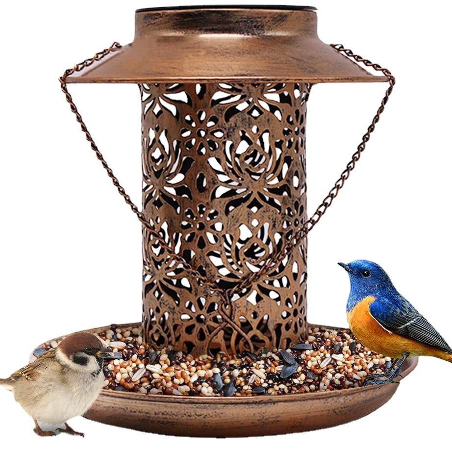 Dual-Purpose Metal Solar Bird Feeder & Decorative Lawn Light