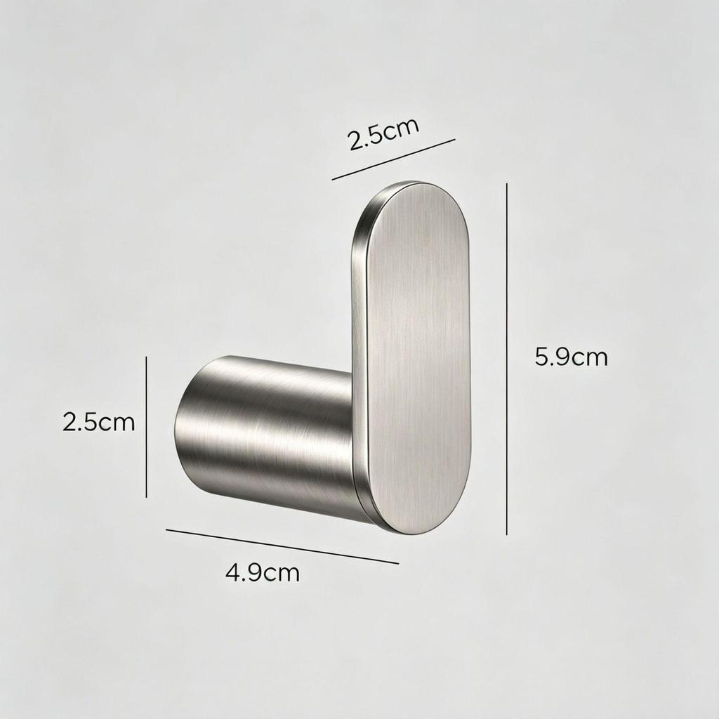 304 Stainless Steel Wall-Mounted Clothes Hook for Bathroom and Entrance - Single Hook for Coats, Hats, and Clothing