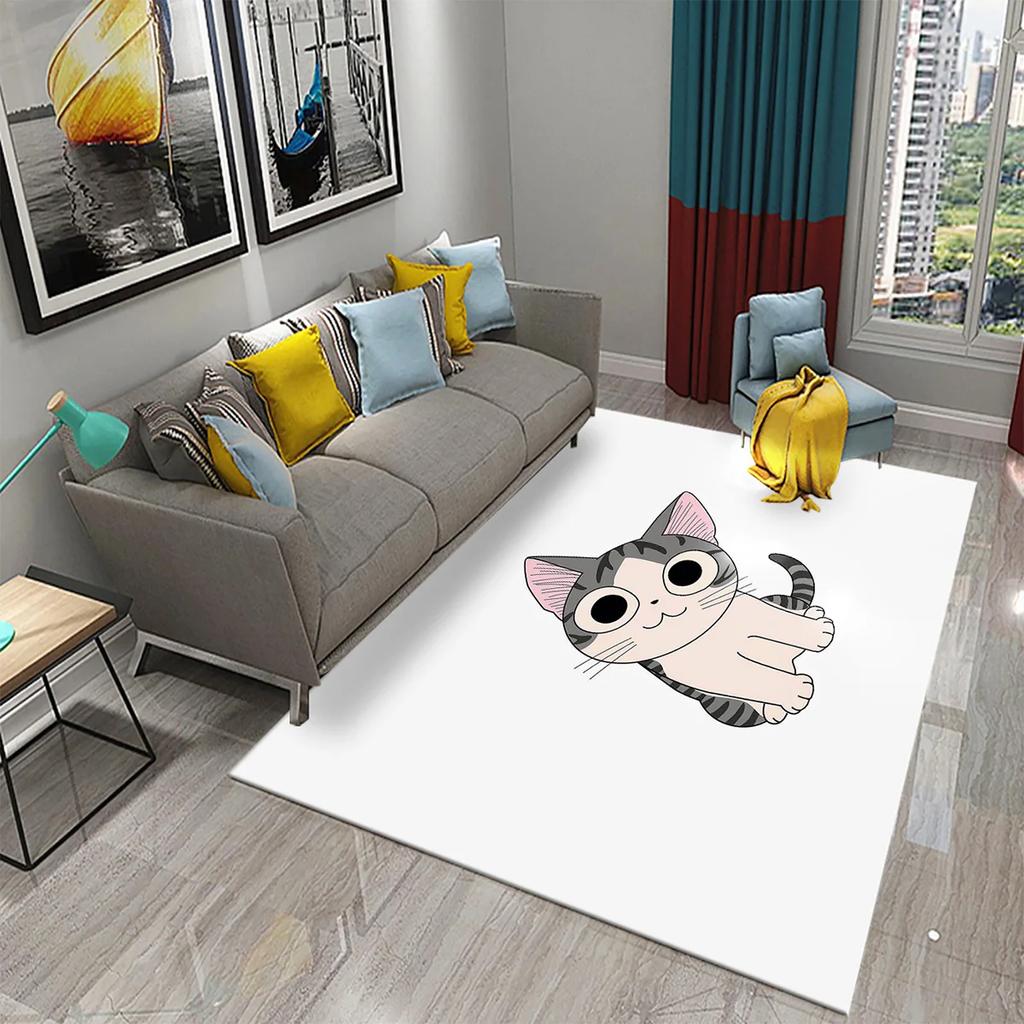 3D Cartoon Niedliche Katze Teppich für Wohnzimmer Badezimmer Kinderzimmer Dekoration Kinder Spielen Krabbeln Weich Rutschfest Bodenmatte Geschenk