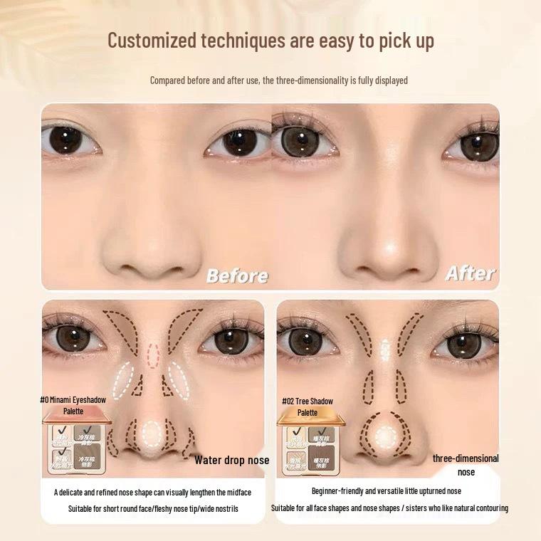 Judydoll Orange Blossom Matte Highlighter & Contour Palette - 4-in-1 Face and Nose Shade Set