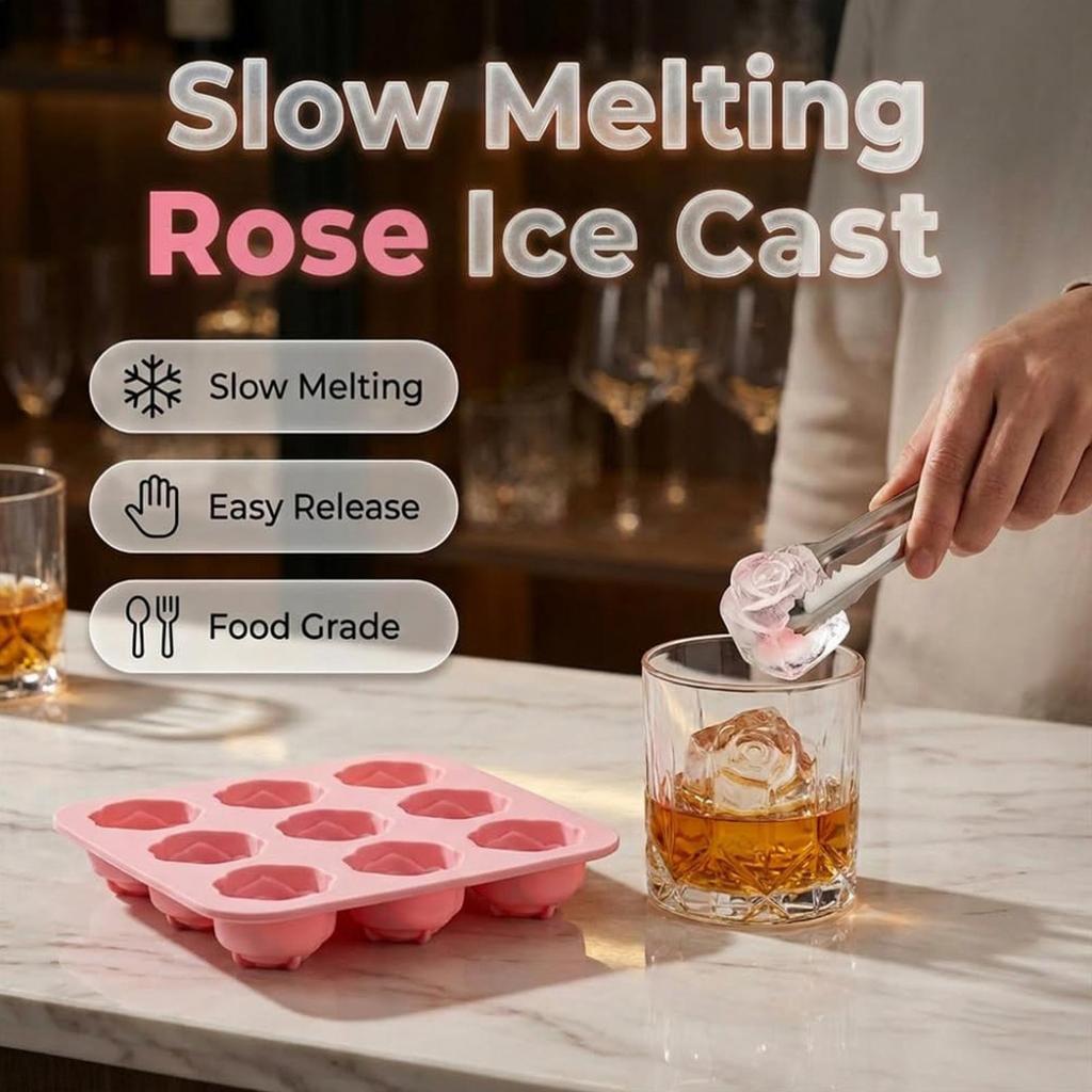 9 Holes Rose Flower Handmade Soap Candle Silicone Mold Heart Shape DIY Cake Chocolate Baking Tools Ice Cubes Making Mould