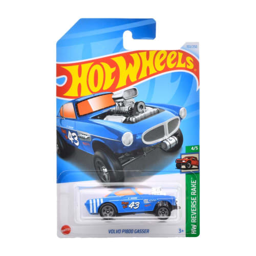 Hot Wheels Basic Car Volvo P1800 Gasser Vehicle Toy Mini Car for Ages 3 and Up Blue HXR06