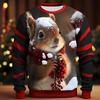 Graphic Squirrel Men's Fashion 3D Print Sweatshirt Holiday Vacation Sweatshirts Black Red Long Sleeve Crew Neck Print Designer