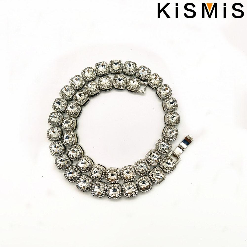 

1PC Men s Glass Necklace 55cm Square Heavy Metal Punk Chain Gold Black Silver Cuban Style Fashion Jewelry золотий
