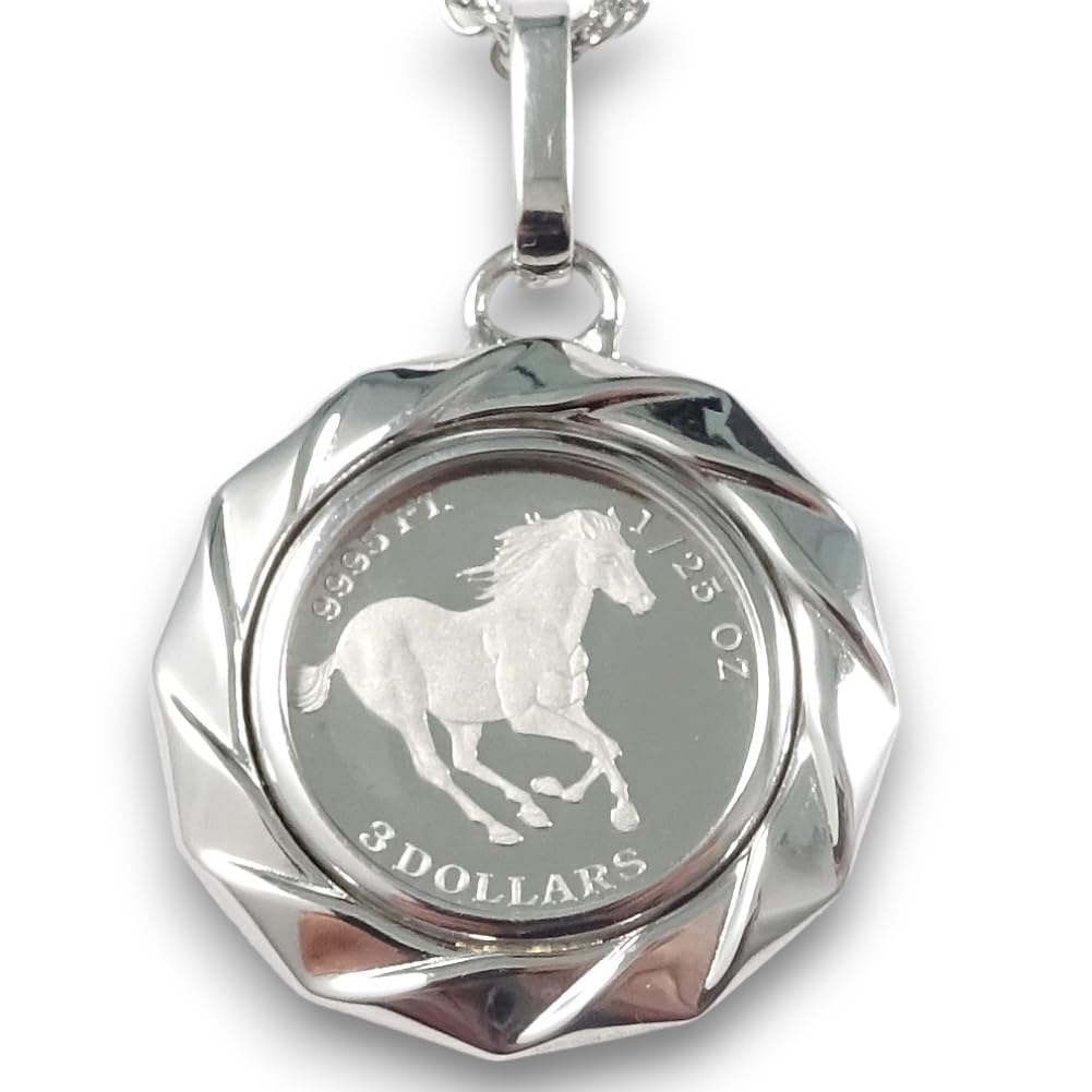 

and Me Jewelry Pure Platinum PT999 Tuvalu Horse Twist Frame Pendant Top Jewelry 331504 [You Box] 1/25oz [Подарункова упаковка] срібний