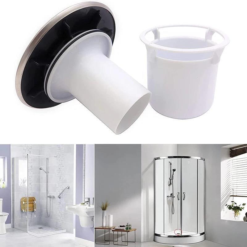 Round Plastic Shower Drain Cover With Water Seal Bathroom Floor Anti-Odor Trap PP Material