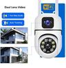 EU Plug 8MP WIFI Surveillance Camera Dual Lens Dual Screen IP Cameras Wireless Outdoor Auto Tracking Night Vision 8X Digital Zoom CCTV Camera