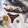 European & American Pumpkin Skull Print Lingerie Set - Halloween Cosplay Push-Up Bra