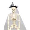 Yousheng Halloween Skeleton Bride Groom Statue 15 Inch Plastic Posable Skeleton Wedding Couple Hanging Ornament with Veils Robe for Haunted House