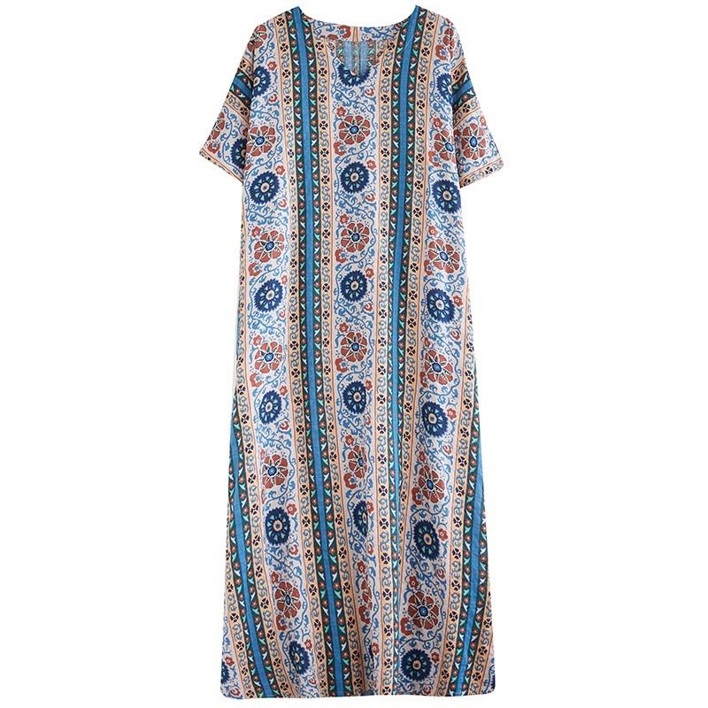Short Sleeve Plus Size Vintage New In Dresses for Women Casual Loose Long Summer Dress