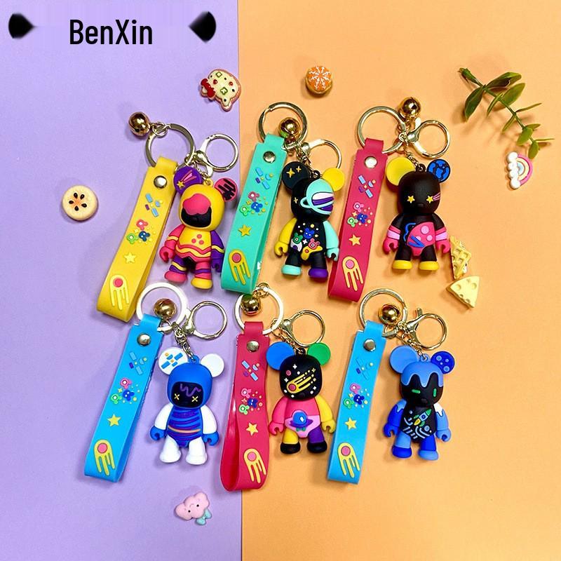 Creative Cartoon Bear Keychain Pendant with Lanyard - Fun Bag Accessory