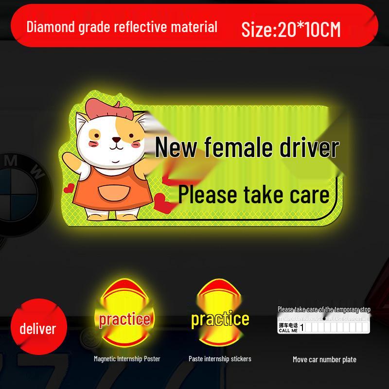 Magnetic Reflective Car Stickers for New Female Drivers