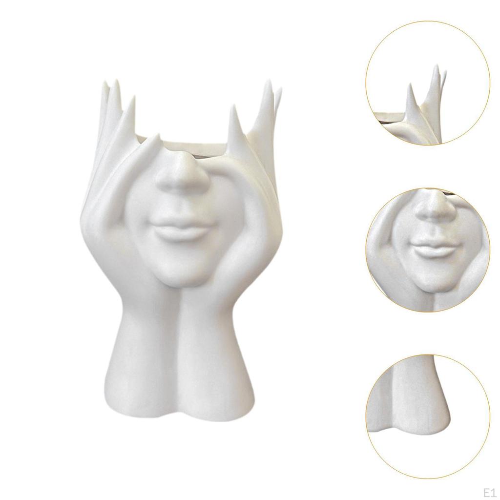Female Form Face Vase White Pen Holder Table Decoration Plants Container Human Body Flower