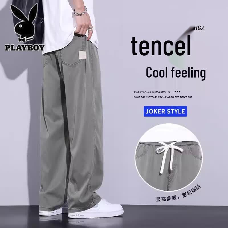 Playboy Men s Tencel Summer Thin Straight-Leg Casual Pants 3XL