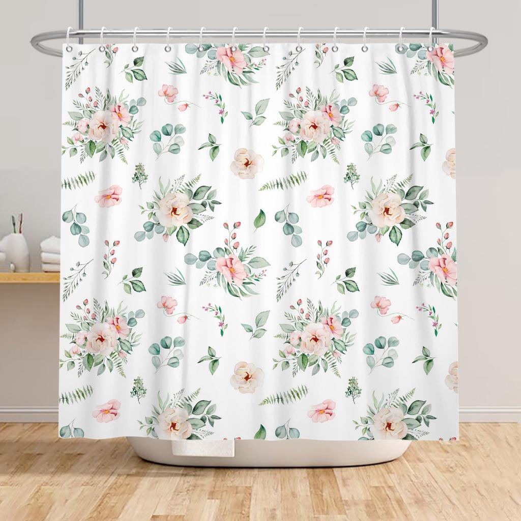 Yellow Sunflower Shower Curtain Spring Floral Bathroom Decor Hanging Curtains Fresh Floral Plant Patterns Waterproof Curtain