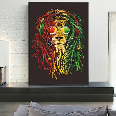 Farbenfrohe Löwen-Wandkunst Graffiti-Gemälde zur Innendekoration Poster und HD-Bilder zur Dekoration Wohnzimmer Leinwandgemälde