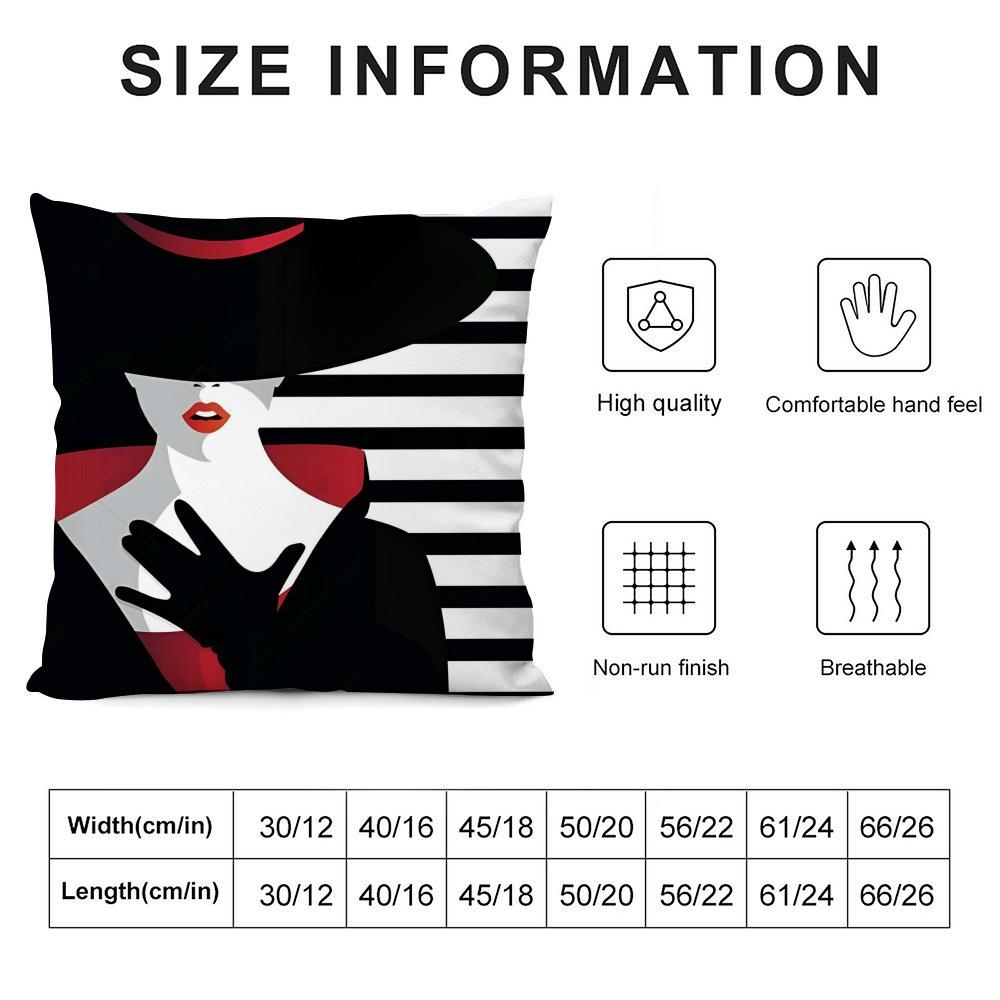 Vantage Elegant Lady Cushion Cover Soft Plush Fabric Double-Sided Printed Sofa Cushion Cover For All Seasons Home Decor Gift