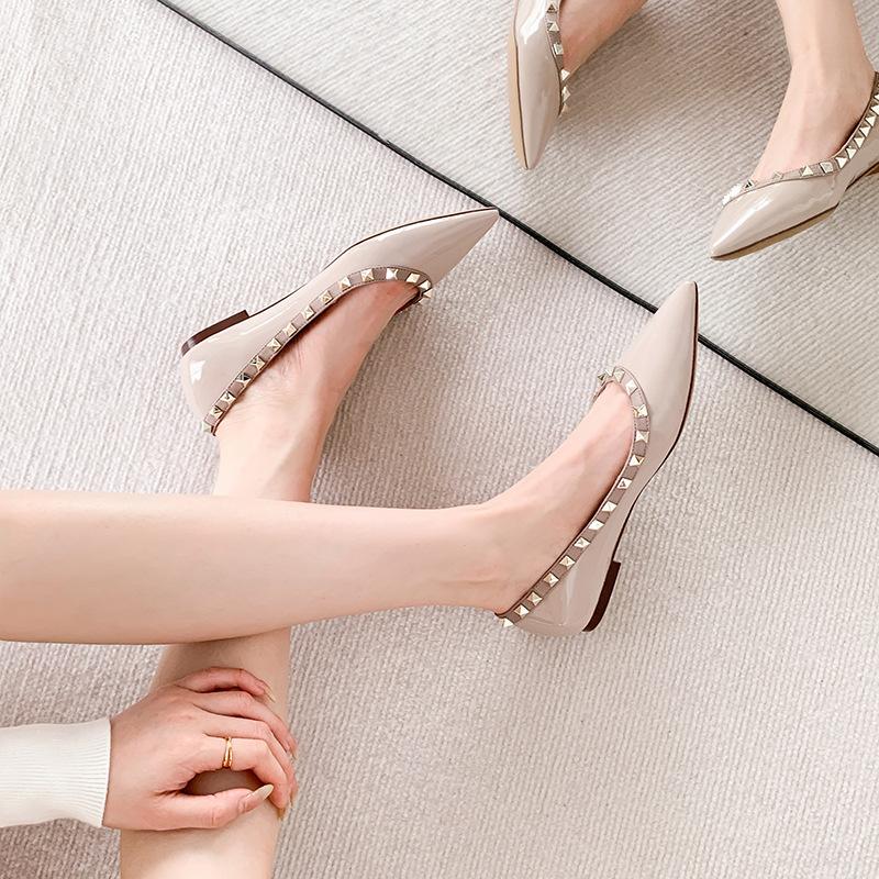 HL04 chaussures plates féminité haute couture saule nu gris pieds non fatigués chaussures pointues à rehausseur intérieur