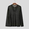 INCERUN Men Crew Neck Long Sleeve Semi-Sheer Thin Casual Tops T-shirts