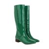 Botas Altas Hasta la Rodilla para Mujer Talla de Pantorrilla Ancha 34~43 Color Caramelo Tacón Bajo Grueso Punta Fina Charol Bota Cómoda Zapatos con Cremallera