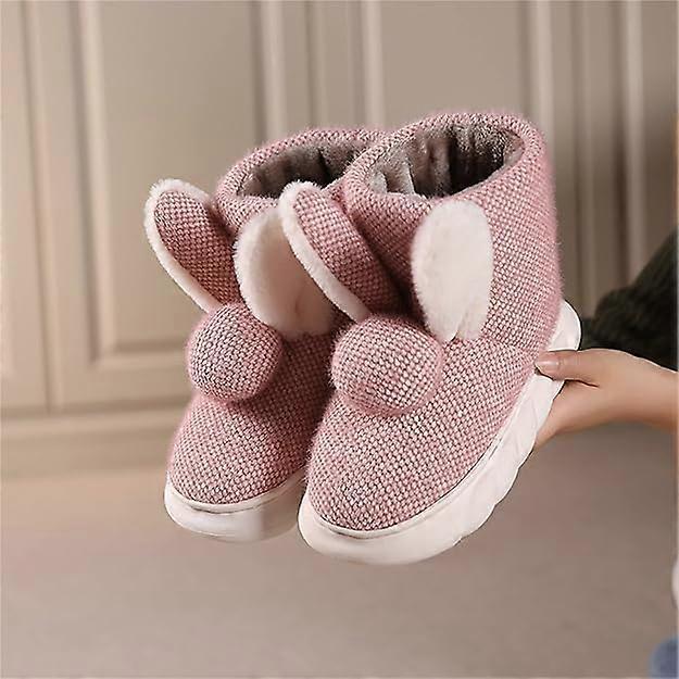 Casual Cute Bunny Boot Non Slip Slippers Suede Rabbit Slippers Warm Thick Soled Short Cotton Boots