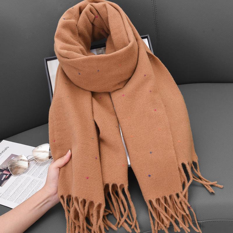 Maillard monochrome dotted scarf women's autumn and winter new warm thickened scarf student versatile shawl