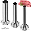 3Pcs Sausage Stuffer Tube Stainless Steel Sausage Filling Funnel with Retainer Ring Homemade Sausage Maker Tube for Meat Grinder