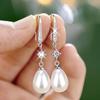 High-End And Fashionable Ocean Pearl Earrings, Set With Cubic Zirconia  Women'S  Luxurious Fashion Jewelry
