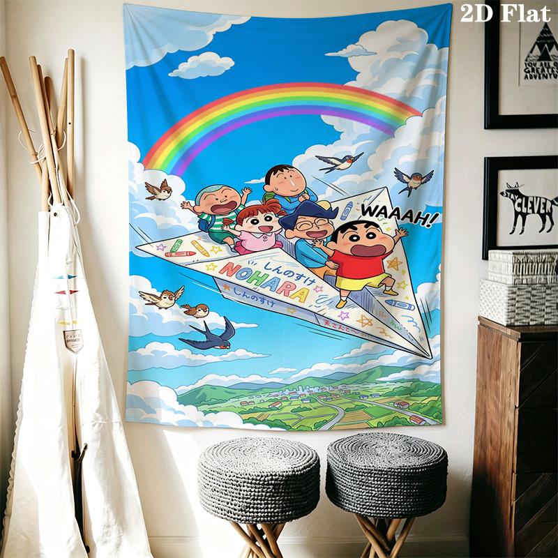 Shinchan Colorful Rainbow Umbrella Tapestry Wallmounted Background Cloth Soft Homestay Soft Decoration Tapestry Background Cloth
