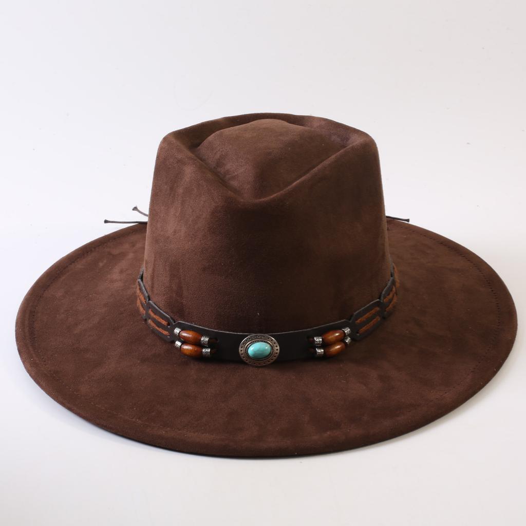Best-selling European and American style suede velvet wide-brimmed top hat, classic fashion Western cowboy hat for men and women